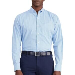 IZOD Premium Essentials Long Sleeve Gingham Button Down Shirt Blue Revival 2XL